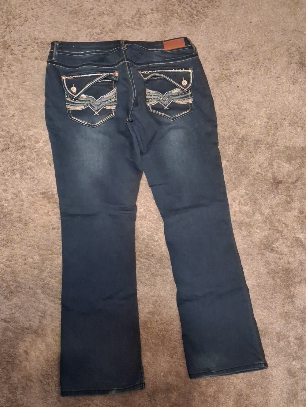 Hydraulic Dark Blue Flare Jeans with Embellished Back Pockets